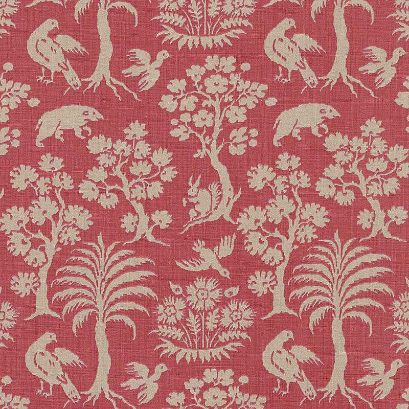 Woodland Silhouette Rhubarb 176171 by Schumacher Designer Fabric Schumacher Classics 13.5" - Swanky Fabrics -