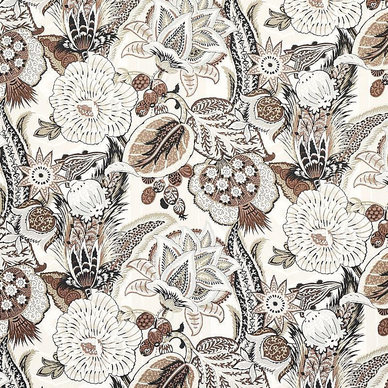 Zanzibar Linen Print Ebony & Mocha 173524 by Schumacher Designer Fabric Schumacher Classics 29.0" - Swanky Fabrics -
