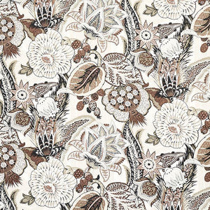 Schumacher Fabric Zanzibar Linen Print Ebony & Mocha 173524