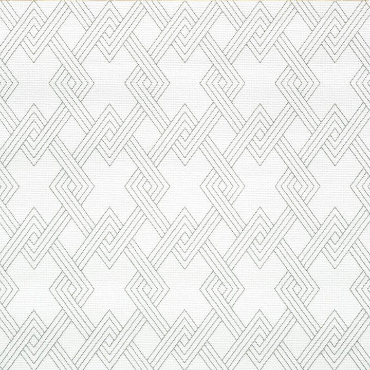 Hix Embroidered Paperweave Grey 5008950 by Schumacher Designer Wallpaper Happy Together 3.75" - Swanky Fabrics -