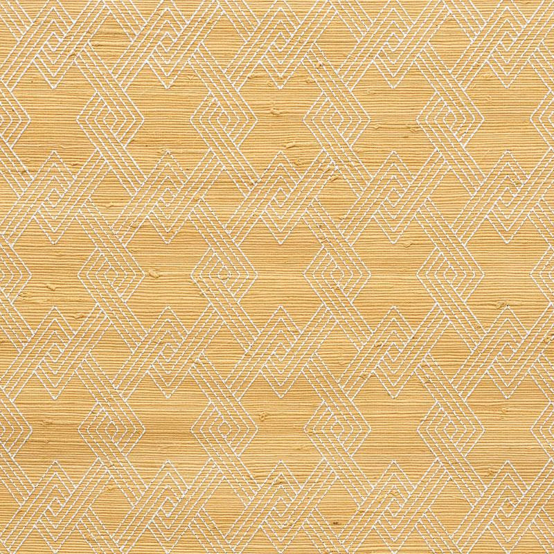 Hix Embroidered Jute Natural 5008960 by Schumacher Designer Wallpaper Happy Together 3.75" - Swanky Fabrics -