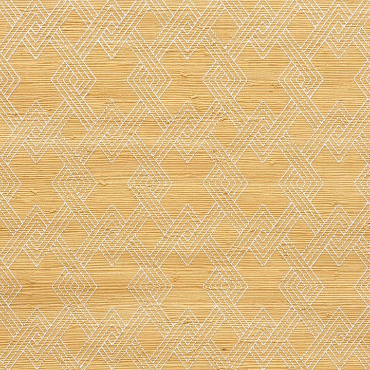 Hix Embroidered Jute Natural 5008960 by Schumacher Designer Wallpaper Happy Together 3.75" - Swanky Fabrics -