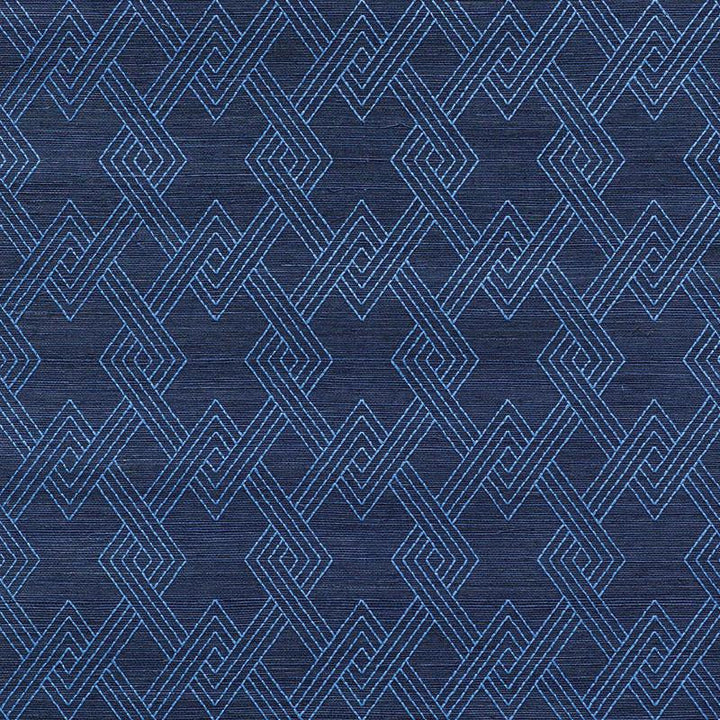 Hix Embroidered Sisal Blue 5008970 by Schumacher Designer Wallpaper Happy Together 3.75" - Swanky Fabrics -