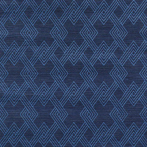 Schumacher Wallpaper Hix Embroidered Sisal Blue 5008970
