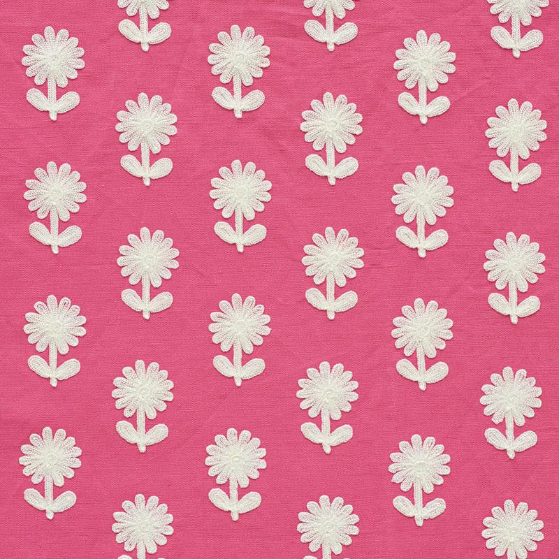 Paley Embroidery Pink 73481 by Schumacher Designer Fabric Happy Together 2.0" - Swanky Fabrics -