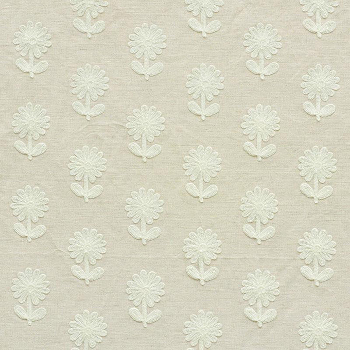 Paley Embroidery Natural 73482 by Schumacher Designer Fabric Happy Together 2.0" - Swanky Fabrics -