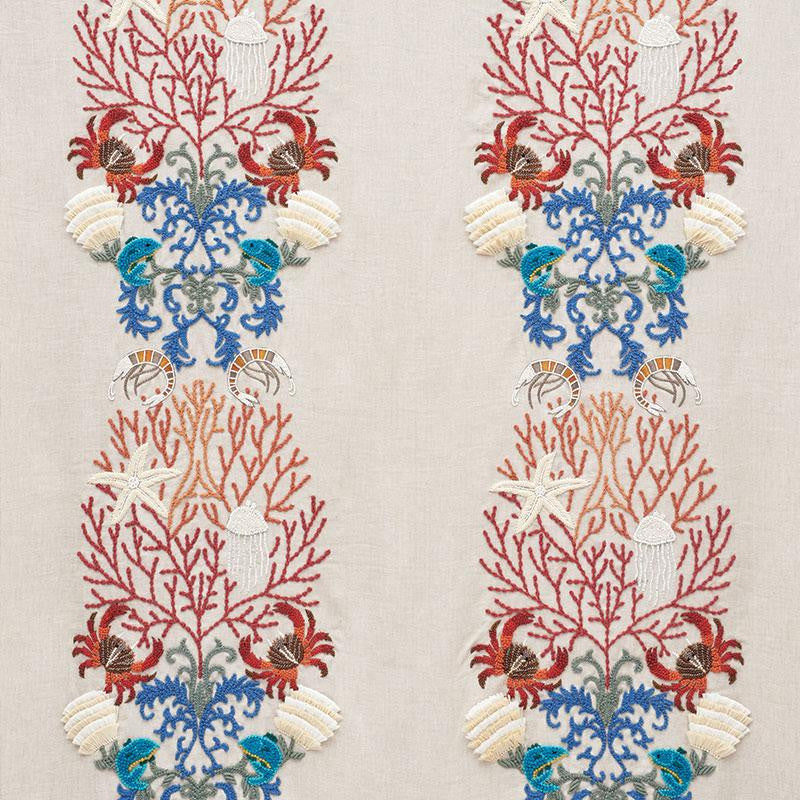Under The Sea Multi 73550 by Schumacher Designer Fabric Exquisite Embroideries 26.25" - Swanky Fabrics -