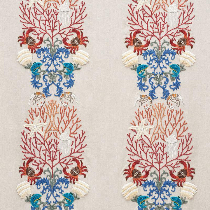 Under The Sea Multi 73550 by Schumacher Designer Fabric Exquisite Embroideries 26.25" - Swanky Fabrics -