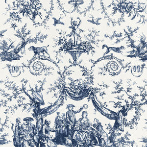 Schumacher Fabric Le Couronnement De La Rosiere Bleu 175271
