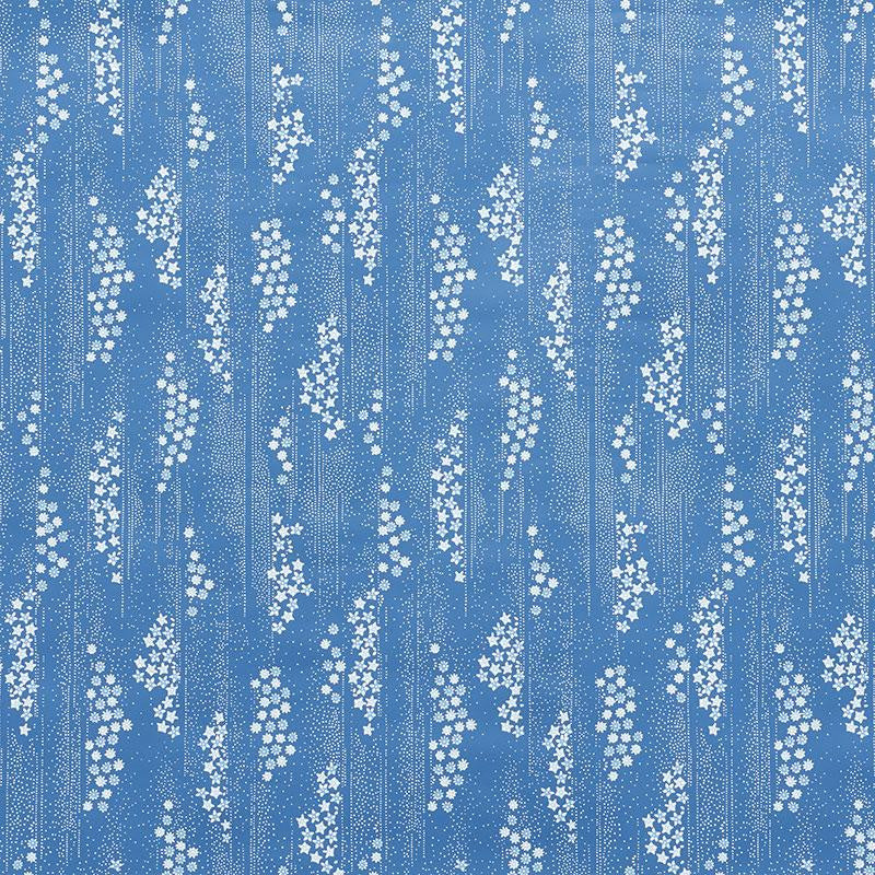 Taki Floral Indigo 5008740 by Schumacher Designer Wallpaper Mingei 9.0" - Swanky Fabrics -