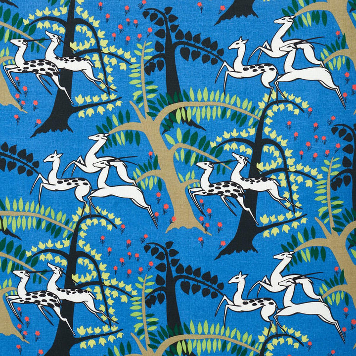 Antelopes Cobalt 177572 by Schumacher Designer Fabric Fashion Forward 26.5" - Swanky Fabrics -