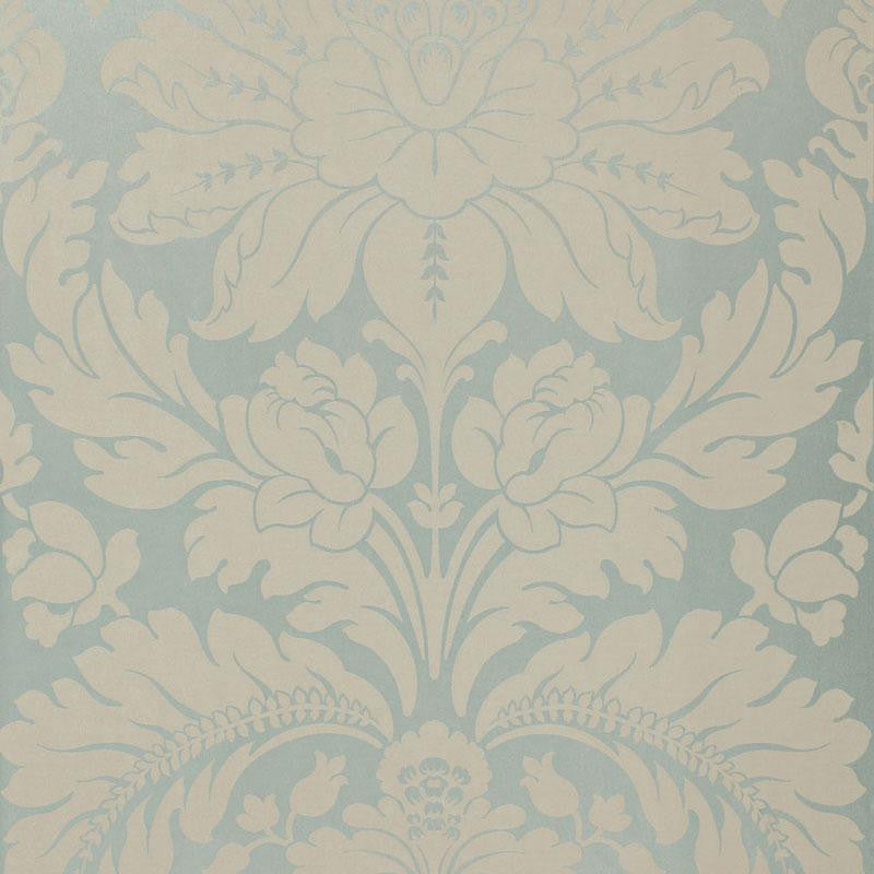 Anvers Damask Azure 66561 by Schumacher Designer Fabric Courtrai 27.5" - Swanky Fabrics -