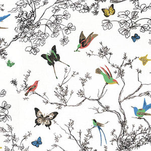 Schumacher Fabric Birds & Butterflies Multi On White 174760