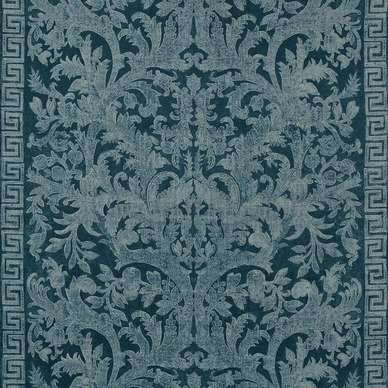 Carlotta Velvet Damask Indigo 175111 by Schumacher Designer Fabric Cut & Patterned Velvets 55.0" - Swanky Fabrics -