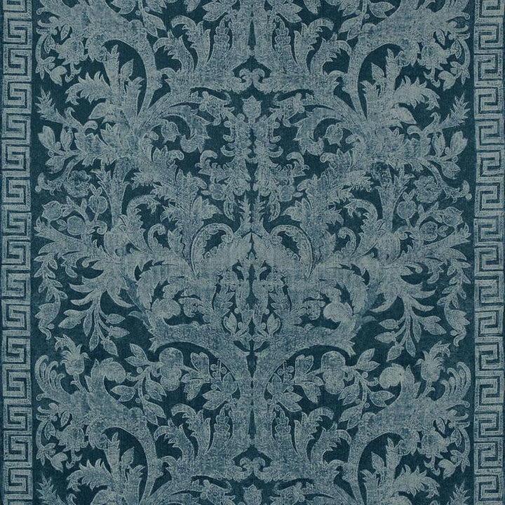Carlotta Velvet Damask Indigo 175111 by Schumacher Designer Fabric Cut & Patterned Velvets 55.0" - Swanky Fabrics -