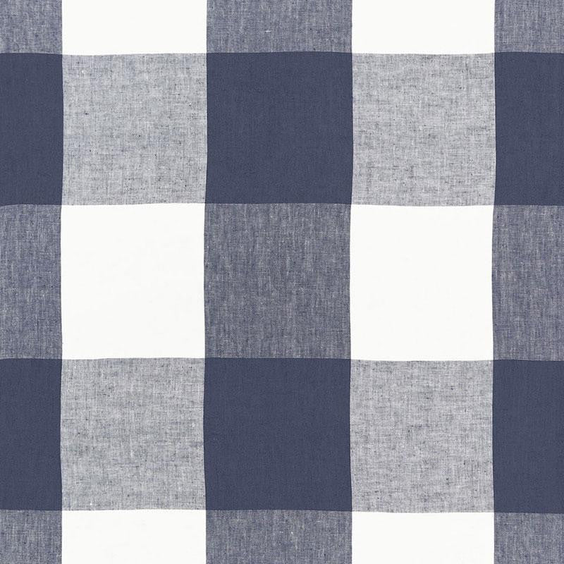 Key Largo Check Navy 68370 by Schumacher Designer Fabric Calypso 13.5" - Swanky Fabrics -