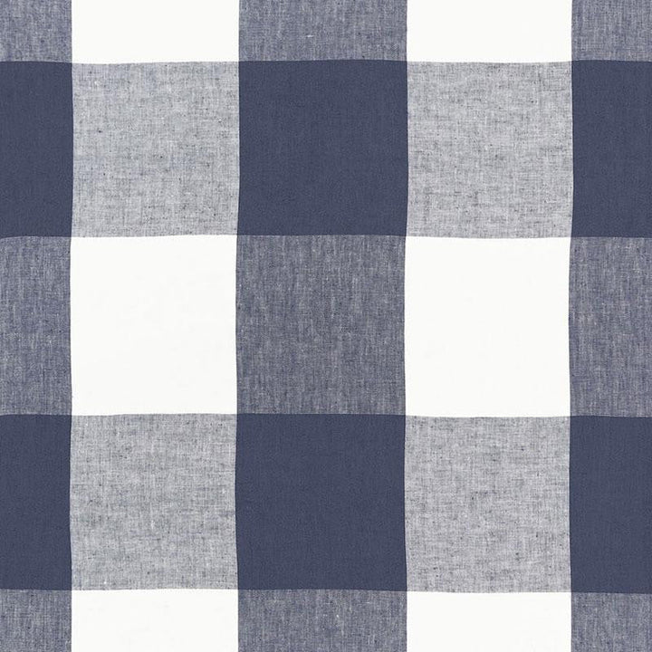 Key Largo Check Navy 68370 by Schumacher Designer Fabric Calypso 13.5" - Swanky Fabrics -