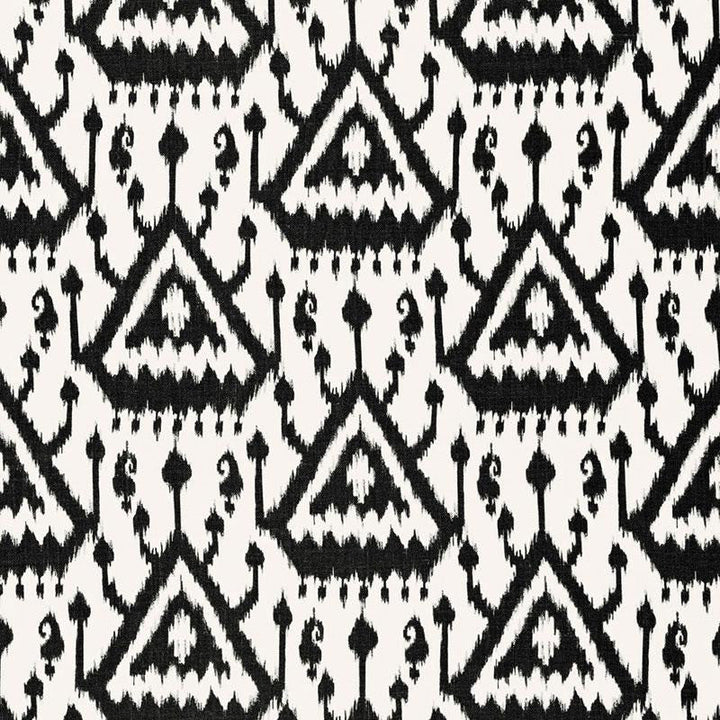 Vientiane Ikat Ebony 175021 by Schumacher Designer Fabric Print Happy 6.75" - Swanky Fabrics -