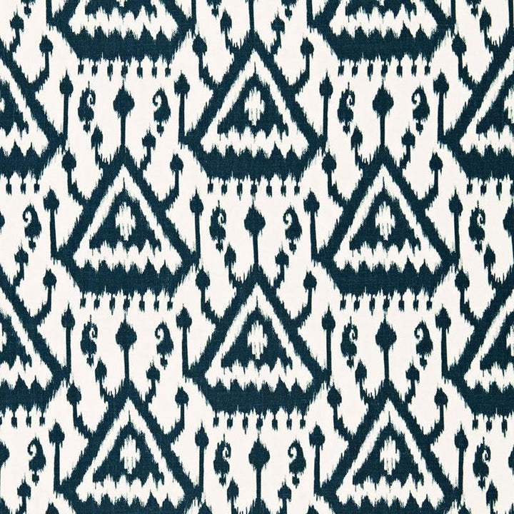 Vientiane Ikat Indigo 175022 by Schumacher Designer Fabric Print Happy 6.75" - Swanky Fabrics -