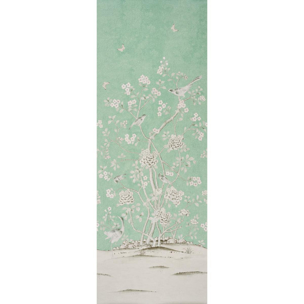 Chinois Palais Panel Aquamarine 5007123 by Schumacher Designer Wallpaper Mary Mcdonald 51.75" - Swanky Fabrics -