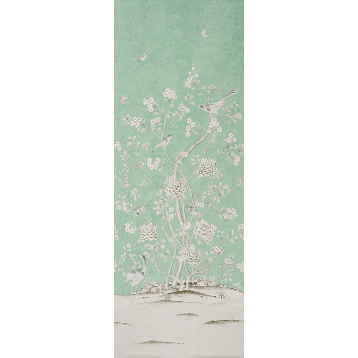 Chinois Palais Panel Aquamarine 5007123 by Schumacher Designer Wallpaper Mary Mcdonald 51.75" - Swanky Fabrics -