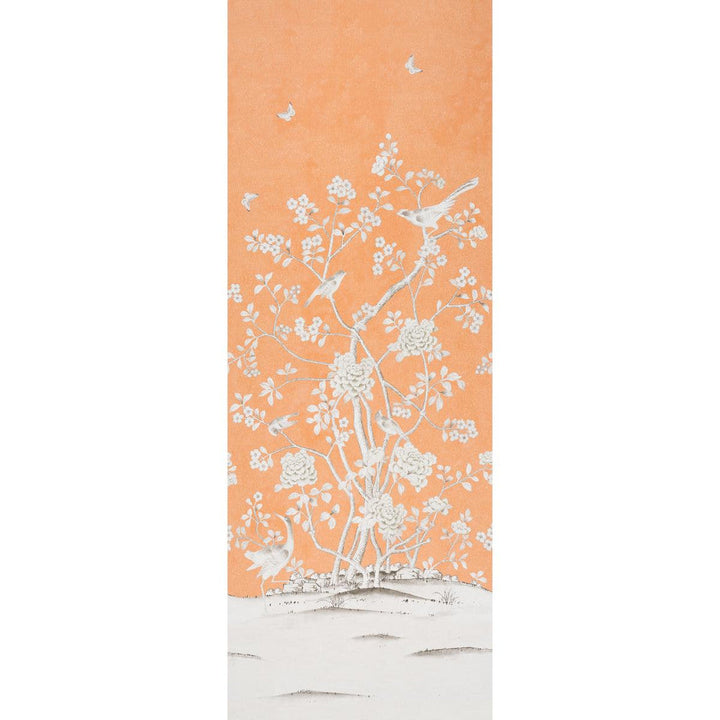 Chinois Palais Panel Tangerine 5007124 by Schumacher Designer Wallpaper Mary Mcdonald 51.75" - Swanky Fabrics -