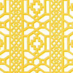 Schumacher Fabric Zanzibar Trellis Chintz Canary 175730