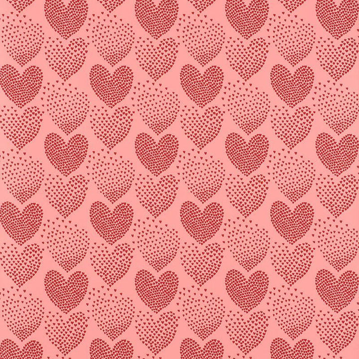 Heart Of Hearts Red & Pink 5008361 by Schumacher Designer Wallpaper Heart Of Hearts 6.75" - Swanky Fabrics -