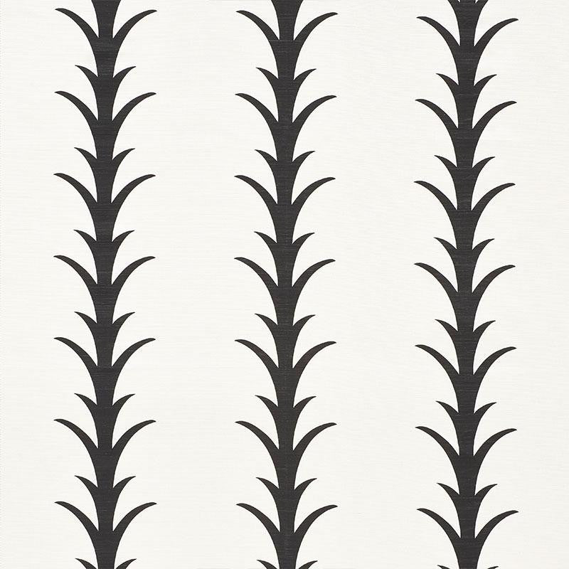 Acanthus Stripe Carbon 177632 by Schumacher Designer Fabric Celerie Kemble 10.75" - Swanky Fabrics -