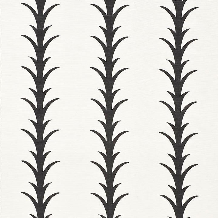 Acanthus Stripe Carbon 177632 by Schumacher Designer Fabric Celerie Kemble 10.75" - Swanky Fabrics -