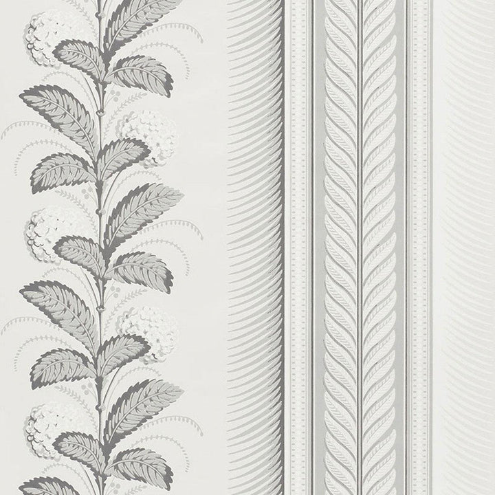 Hydrangea Drape Grisaille 5004455 by Schumacher Designer Wallpaper Greenhouse 27.0" - Swanky Fabrics -