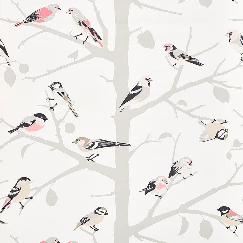A-Twitter Blush 5005032 by Schumacher Designer Wallpaper Modern Nature 27.0" - Swanky Fabrics -