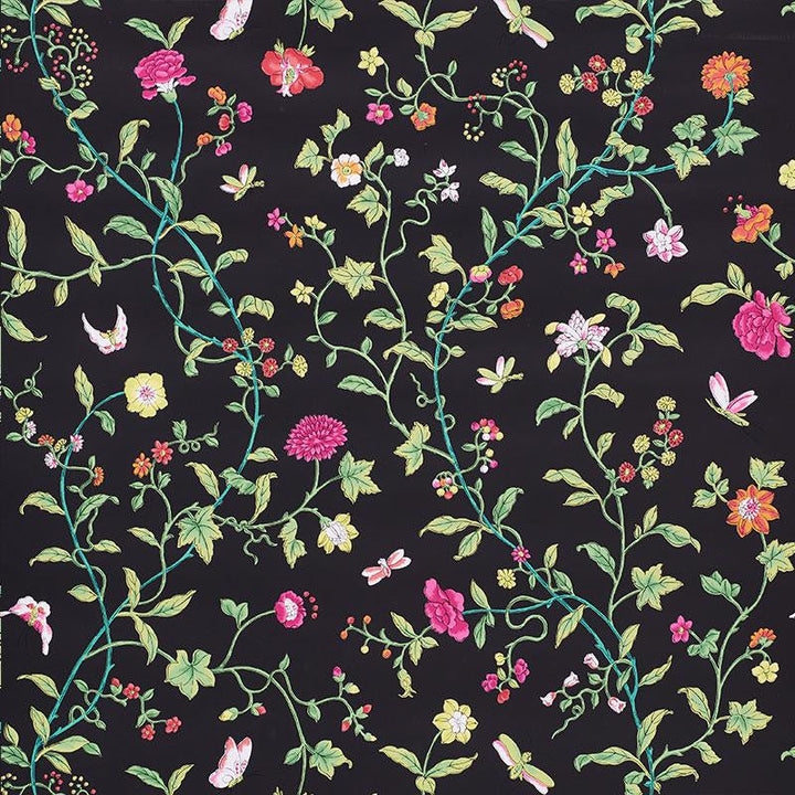 Floraison Jet Multi 5009112 by Schumacher Designer Wallpaper Signature Schumacher 27.0" - Swanky Fabrics -