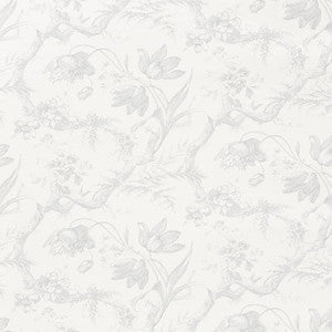 Schumacher Wallpaper Toile De Fleurs Grisaille 5009120