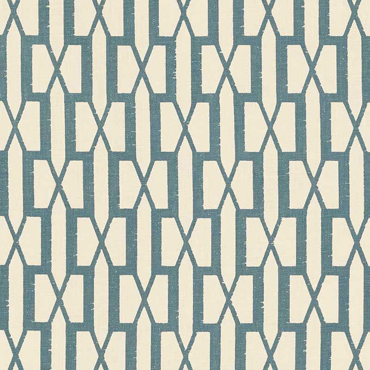 Belvedere Peacock Blue 176115 by Schumacher Designer Fabric Veere Grenney 2.88" - Swanky Fabrics -
