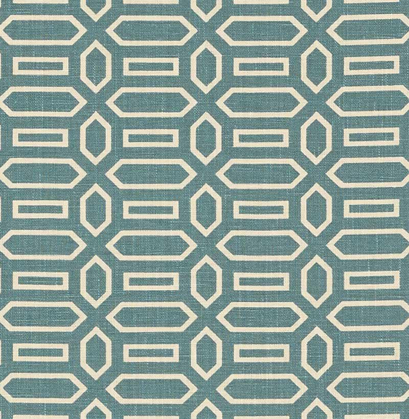 Pavilion Peacock Blue 176145 by Schumacher Designer Fabric Veere Grenney 2.5" - Swanky Fabrics -