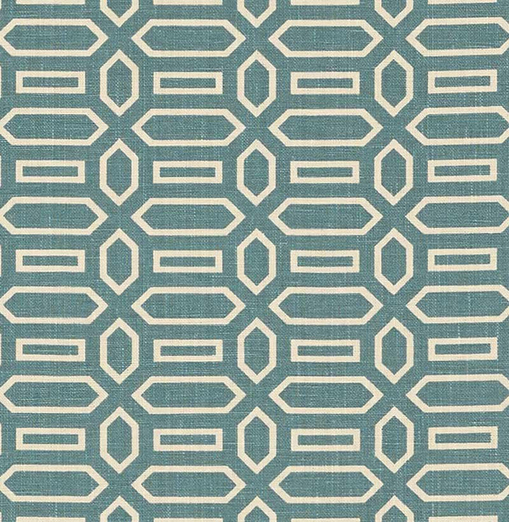 Pavilion Peacock Blue 176145 by Schumacher Designer Fabric Veere Grenney 2.5" - Swanky Fabrics -