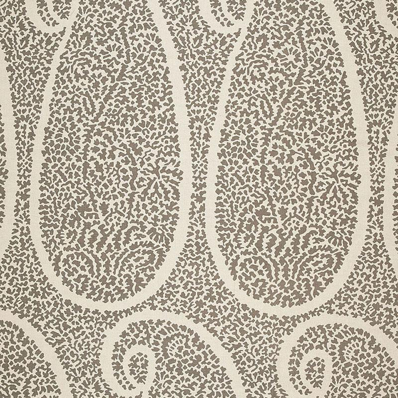Ambala Paisley Greige 174640 by Schumacher Designer Fabric Au Naturel 6.75" - Swanky Fabrics -