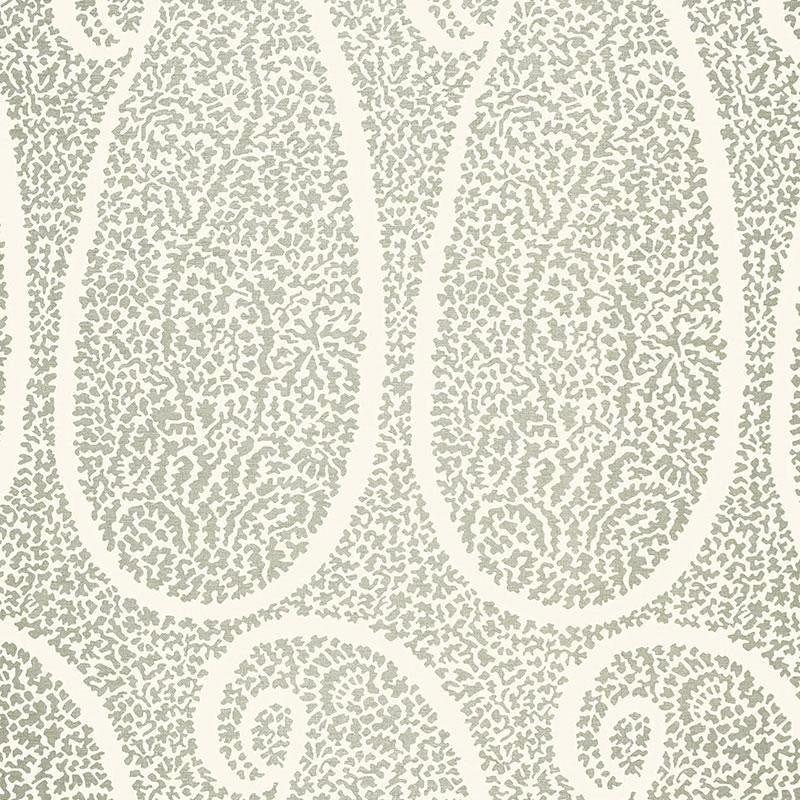 Ambala Paisley Fog 174642 by Schumacher Designer Fabric Au Naturel 6.75" - Swanky Fabrics -
