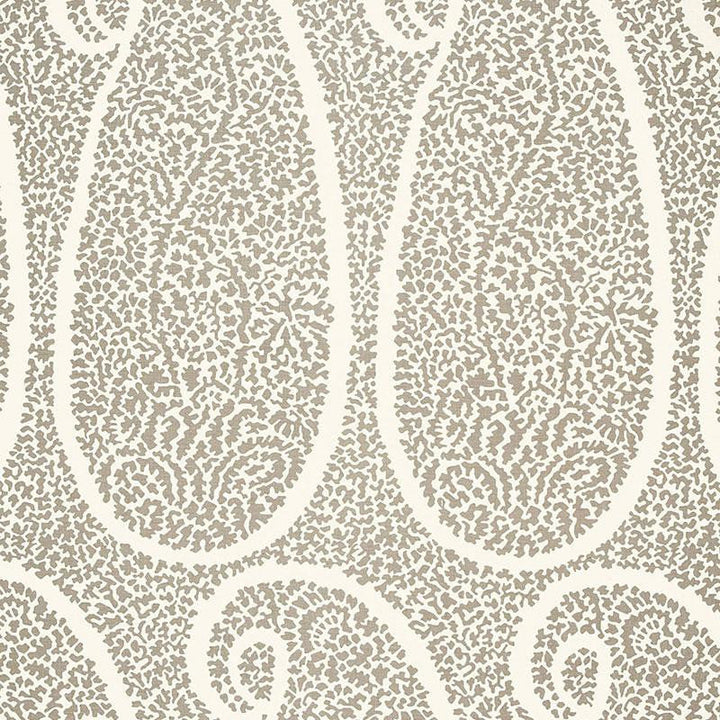 Ambala Paisley Oyster 174643 by Schumacher Designer Fabric Au Naturel 6.75" - Swanky Fabrics -