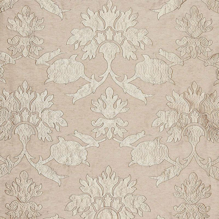Roussillon Embroidery Greige 65290 by Schumacher Designer Fabric Au Naturel 12.75" - Swanky Fabrics -