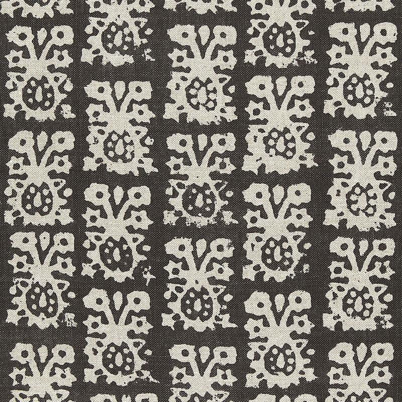 Jakarta Linen Print Graphite 174630 by Schumacher Designer Fabric Au Naturel 26.5" - Swanky Fabrics -