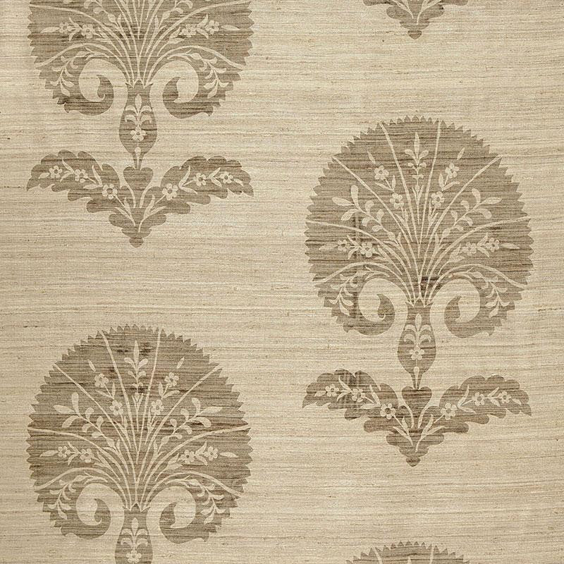 Ottoman Flower Putty 174650 by Schumacher Designer Fabric Au Naturel 13.25" - Swanky Fabrics -
