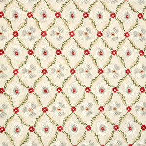 Schumacher Fabric Claremont Embroidery Crimson 65740