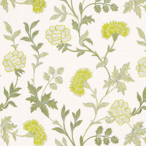 Schumacher Fabric Sheridan Embroidery Chartreuse 65661