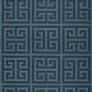 Schumacher Wallpaper Greek Key Sisal Peacock 5005691