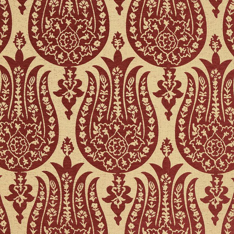 Izmir Chenille Red Earth 65862 by Schumacher Designer Fabric Chroma 6.75" - Swanky Fabrics -