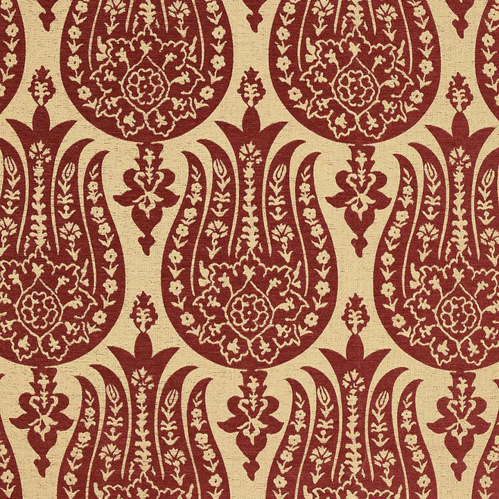 Izmir Chenille Red Earth 65862 by Schumacher Designer Fabric Chroma 6.75" - Swanky Fabrics -