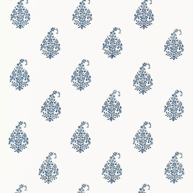 Kerala Paisley Delft 5005281 by Schumacher Designer Wallpaper Jaipur - Swanky Fabrics -