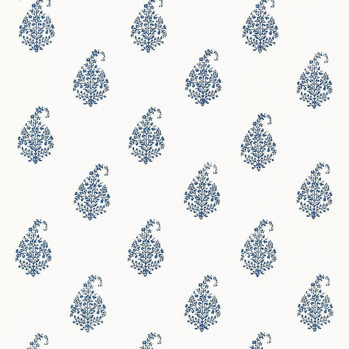Kerala Paisley Delft 5005281 by Schumacher Designer Wallpaper Jaipur - Swanky Fabrics -